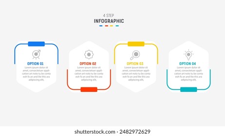 Four Step Infographic design element template for presentation. info graphic illustration. process diagram and presentations step,  banner, flow chart, 4 option template.