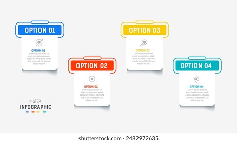 Plantilla de elementos de diseño Infográfico de cuatro pasos para presentación. ilustración gráfica de información. diagrama de proceso y paso de presentaciones, Anuncio, diagrama de flujo, Plantilla de 4 opciones.