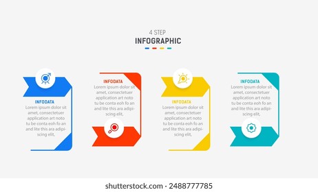 Four Step Infographic design element template for presentation. info graphic illustration. process diagram and presentations step,  banner, flow chart, 4 option template.