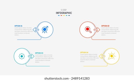 Four Step Infographic design element template for presentation. info graphic illustration. process diagram and presentations step,  banner, flow chart, 4 option template.