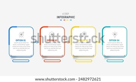 Four Step Infographic design element template for presentation. info graphic illustration. process diagram and presentations step,  banner, flow chart, 4 option template.