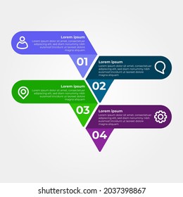 Vierstufiges Infografik-Design. flache mehrfarbige Infografik-Design-Vorlage
