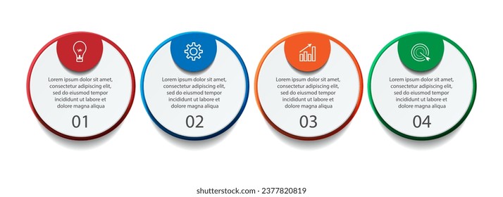 four step infographic design, simple design, lines, colors, icons, 4 parts, suitable for your business presentation