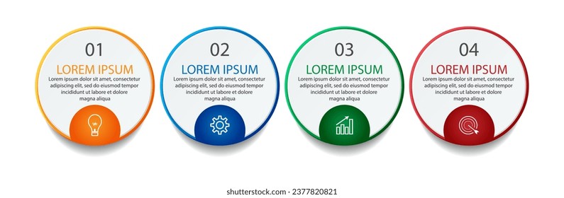four step infographic design, simple design, lines, colors, icons, 4 parts, suitable for your business presentation