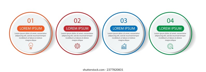 four step infographic design, simple design, lines, colors, icons, 4 parts, suitable for your business presentation