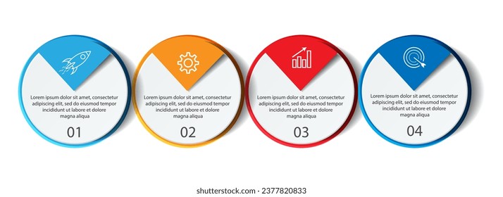 diseño infográfico de cuatro pasos, diseño sencillo, líneas, colores, iconos, 4 piezas, adecuado para su presentación de negocios