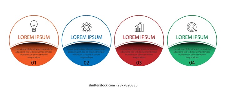 four step infographic design, simple design, lines, colors, icons, 4 parts, suitable for your business presentation