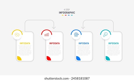 Four Step Infographic element design Vector template for presentation. process diagram and presentations step, workflow layout, banner, flow chart, info graphic vector illustration.