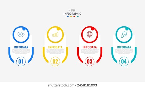 Four Step Infographic element design Vector template for presentation. process diagram and presentations step, workflow layout, banner, flow chart, info graphic vector illustration.