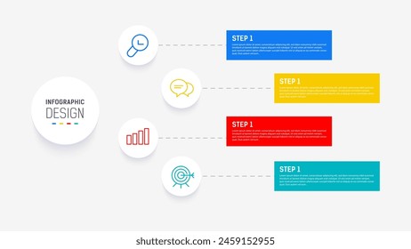 Four Step Infographic element design Vector template for presentation. process diagram and presentations step, workflow layout, banner, flow chart, info graphic vector illustration.