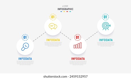 Four Step Infographic element design Vector template for presentation. process diagram and presentations step, workflow layout, banner, flow chart, info graphic vector illustration.