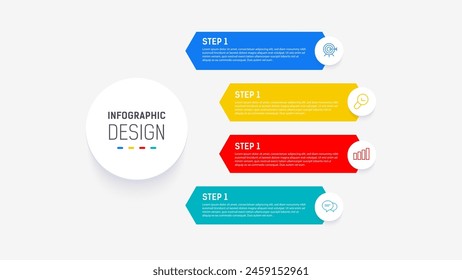 Four Step Infographic element design Vector template for presentation. process diagram and presentations step, workflow layout, banner, flow chart, info graphic vector illustration.