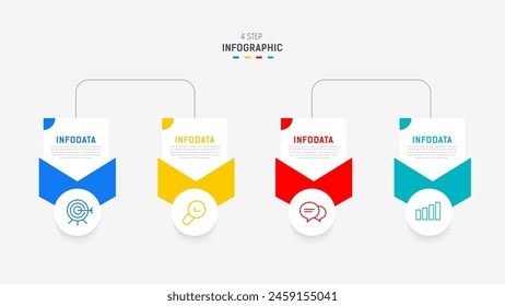 Four Step Infographic element design Vector template for presentation. process diagram and presentations step, workflow layout, banner, flow chart, info graphic vector illustration.