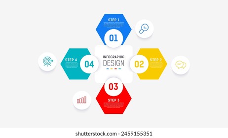 Four Step Infographic element design Vector template for presentation. process diagram and presentations step, workflow layout, banner, flow chart, info graphic vector illustration.