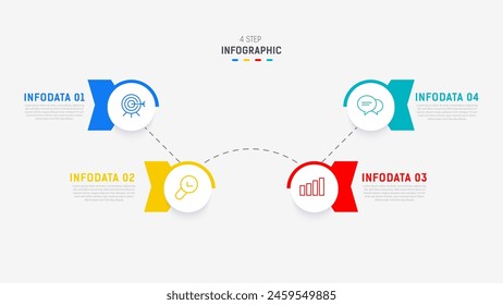Four Step Infographic element design Vector template for presentation. process diagram and presentations step, workflow layout, banner, flow chart, info graphic vector illustration.