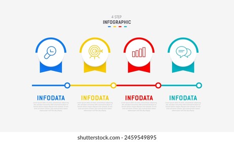 Four Step Infographic element design Vector template for presentation. process diagram and presentations step, workflow layout, banner, flow chart, info graphic vector illustration.