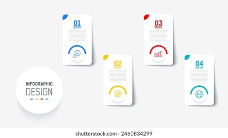 Four Step Infographic element design Vector template for presentation. process diagram and presentations step, workflow layout, banner, flow chart, info graphic vector illustration.