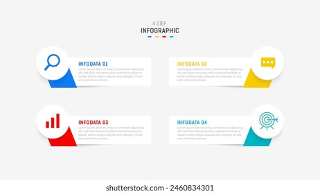 Four Step Infographic element design Vector template for presentation. process diagram and presentations step, workflow layout, banner, flow chart, info graphic vector illustration.