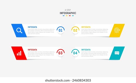 Four Step Infographic element design Vector template for presentation. process diagram and presentations step, workflow layout, banner, flow chart, info graphic vector illustration.