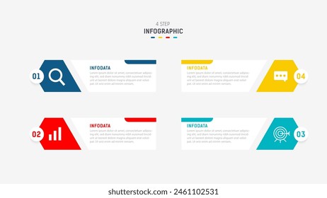 Four Step Infographic element design Vector template for presentation. process diagram and presentations step, workflow layout, banner, flow chart, info graphic vector illustration.