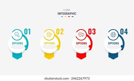 Four Step Infographic element design Vector template for presentation. process diagram and presentations step, workflow layout, banner, flow chart, info graphic vector illustration.