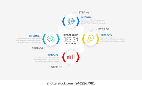 Four Step Infographic element design Vector template for presentation. process diagram and presentations step, workflow layout, banner, flow chart, info graphic vector illustration.