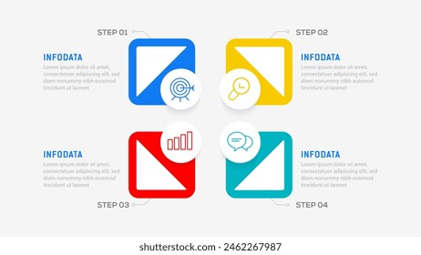 Four Step Infographic element design Vector template for presentation. process diagram and presentations step, workflow layout, banner, flow chart, info graphic vector illustration.