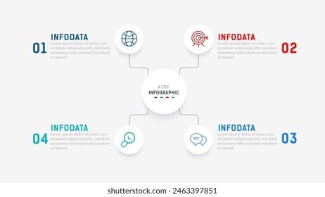 Four Step Infographic element design Vector template for presentation. process diagram and presentations step, workflow layout, banner, flow chart, info graphic vector illustration.