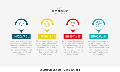Four Step Infographic element design Vector template for presentation. process diagram and presentations step, workflow layout, banner, flow chart, info graphic vector illustration.