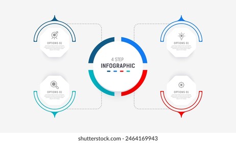 Four Step Infographic element design Vector template for presentation. process diagram and presentations step, workflow layout, banner, flow chart, info graphic vector illustration.