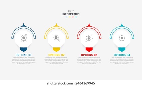 Four Step Infographic element design Vector template for presentation. process diagram and presentations step, workflow layout, banner, flow chart, info graphic vector illustration.