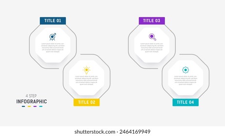 Four Step Infographic element design Vector template for presentation. process diagram and presentations step, workflow layout, banner, flow chart, info graphic vector illustration.