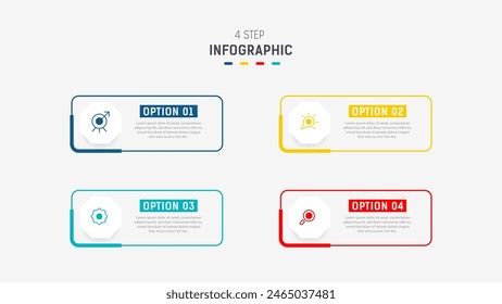 Four Step Infographic element design Vector template for presentation. process diagram and presentations step, workflow layout, banner, flow chart, info graphic vector illustration.