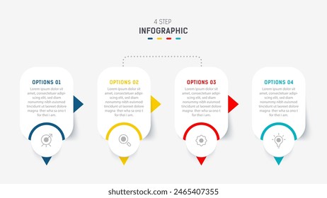 Four Step Infographic element design Vector template for presentation. process diagram and presentations step, workflow layout, banner, flow chart, info graphic vector illustration.