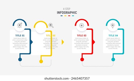 Four Step Infographic element design Vector template for presentation. process diagram and presentations step, workflow layout, banner, flow chart, info graphic vector illustration.