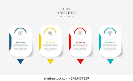 Four Step Infographic element design Vector template for presentation. process diagram and presentations step, workflow layout, banner, flow chart, info graphic vector illustration.