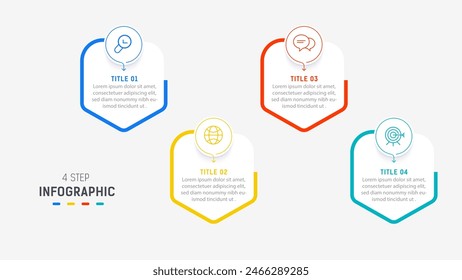 Four Step Infographic element design Vector template for presentation. process diagram and presentations step, workflow layout, banner, flow chart, info graphic vector illustration.