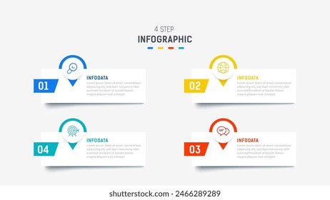 Four Step Infographic element design Vector template for presentation. process diagram and presentations step, workflow layout, banner, flow chart, info graphic vector illustration.