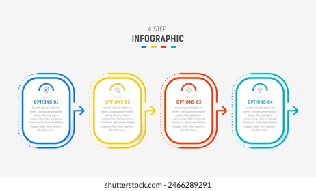 Four Step Infographic element design Vector template for presentation. process diagram and presentations step, workflow layout, banner, flow chart, info graphic vector illustration.