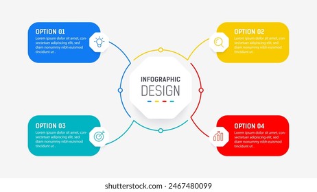 Four Step Infographic element design Vector template for presentation. process diagram and presentations step, workflow layout, banner, flow chart, info graphic vector illustration.