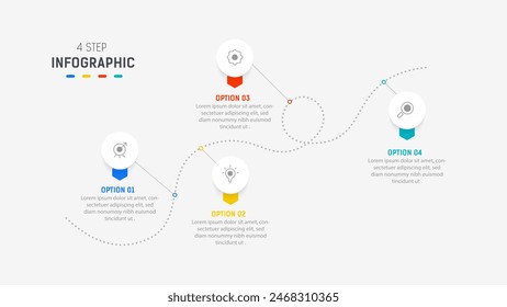 Four Step Infographic element design Vector template for presentation. process diagram and presentations step, workflow layout, banner, flow chart, info graphic vector illustration.