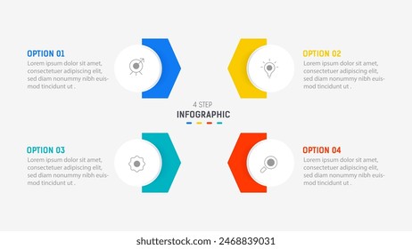 Four Step Infographic element design Vector template for presentation. process diagram and presentations step, workflow layout, banner, flow chart, info graphic vector illustration.