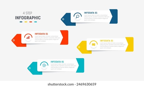 Four Step Infographic element design Vector template for presentation. process diagram and presentations step, workflow layout, banner, flow chart, info graphic vector illustration.