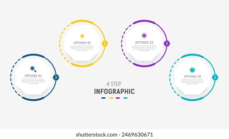 Four Step Infographic element design Vector template for presentation. process diagram and presentations step, workflow layout, banner, flow chart, info graphic vector illustration.