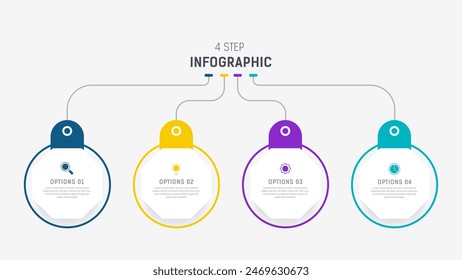 Four Step Infographic element design Vector template for presentation. process diagram and presentations step, workflow layout, banner, flow chart, info graphic vector illustration.