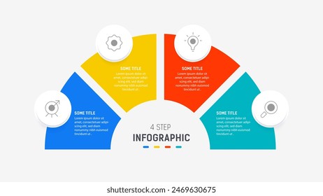 Plantilla de Vector de diseño de elementos de infografía de cuatro pasos para presentación. diagrama de procesos y pasos de presentaciones, diseño de flujo de trabajo, Anuncio, diagrama de flujo, Ilustración vectorial de infografía.