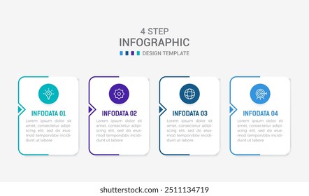 Modelo de vetor para apresentação. diagrama de processo e apresentações etapa, layout de fluxo de trabalho, banner, fluxograma, ilustração de vetor gráfico info.
