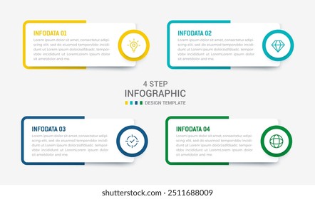 Cuatro Paso Infografía elemento diseño Vector Plantilla para presentación. diagrama de proceso y presentaciones paso, flujo de trabajo, Anuncio, diagrama de flujo, Ilustración vectorial gráfica de información.
