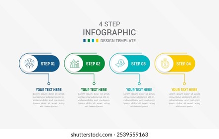 Four Step Infographic element design Vector template for presentation. process diagram and presentations step, workflow layout, banner, flow chart, info graphic vector illustration.
