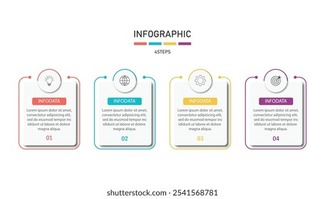  Four Step Infographic element design Modelo de vetor para apresentação.